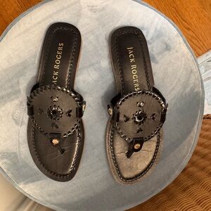 Jack Rogers Black Leather Sandals NWOT